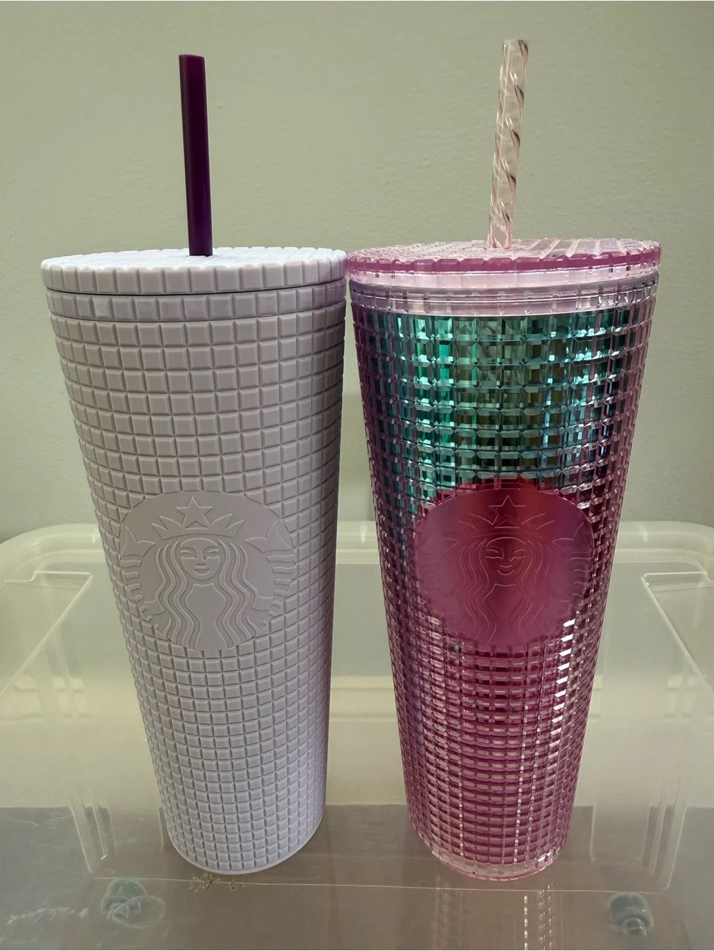 Two Starbucks Tumblers - Lavender and Iridescent Ombré
